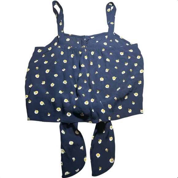 Madewell Button-Front Tie Tank in Blue with Daisy Dots Tank Top - Picture 4 of 11